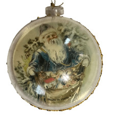 Vintage Christmas Ornament Santa Claus Double Sided Plastic Ball Retro Ornament