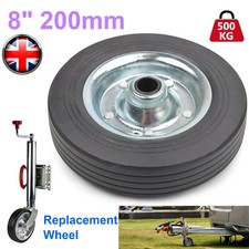 8" 200mm Jockey Wheel Solid Rubber Replacement Wheel Metal Rim Trailer Caravan