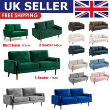 2/3 Seater Velvet Sofa with 2 Pillows Modern Couch Love Seat Settee Home Office