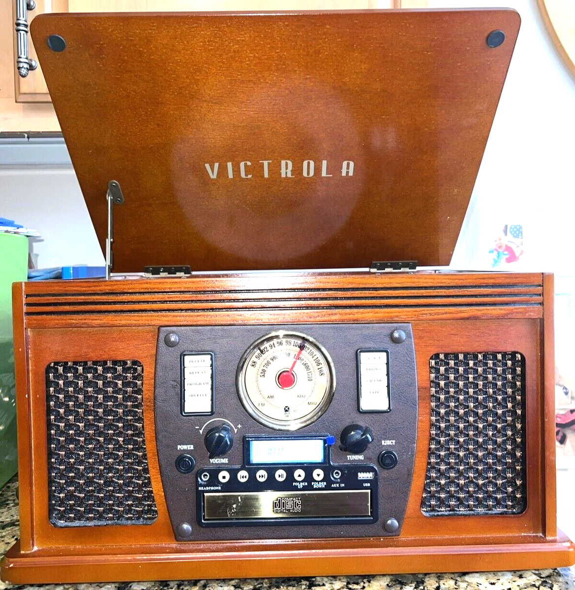 Victrola 8 in 1-Bluetooth Vinyl to MP3 Player-AM/FM Radio-Cassette