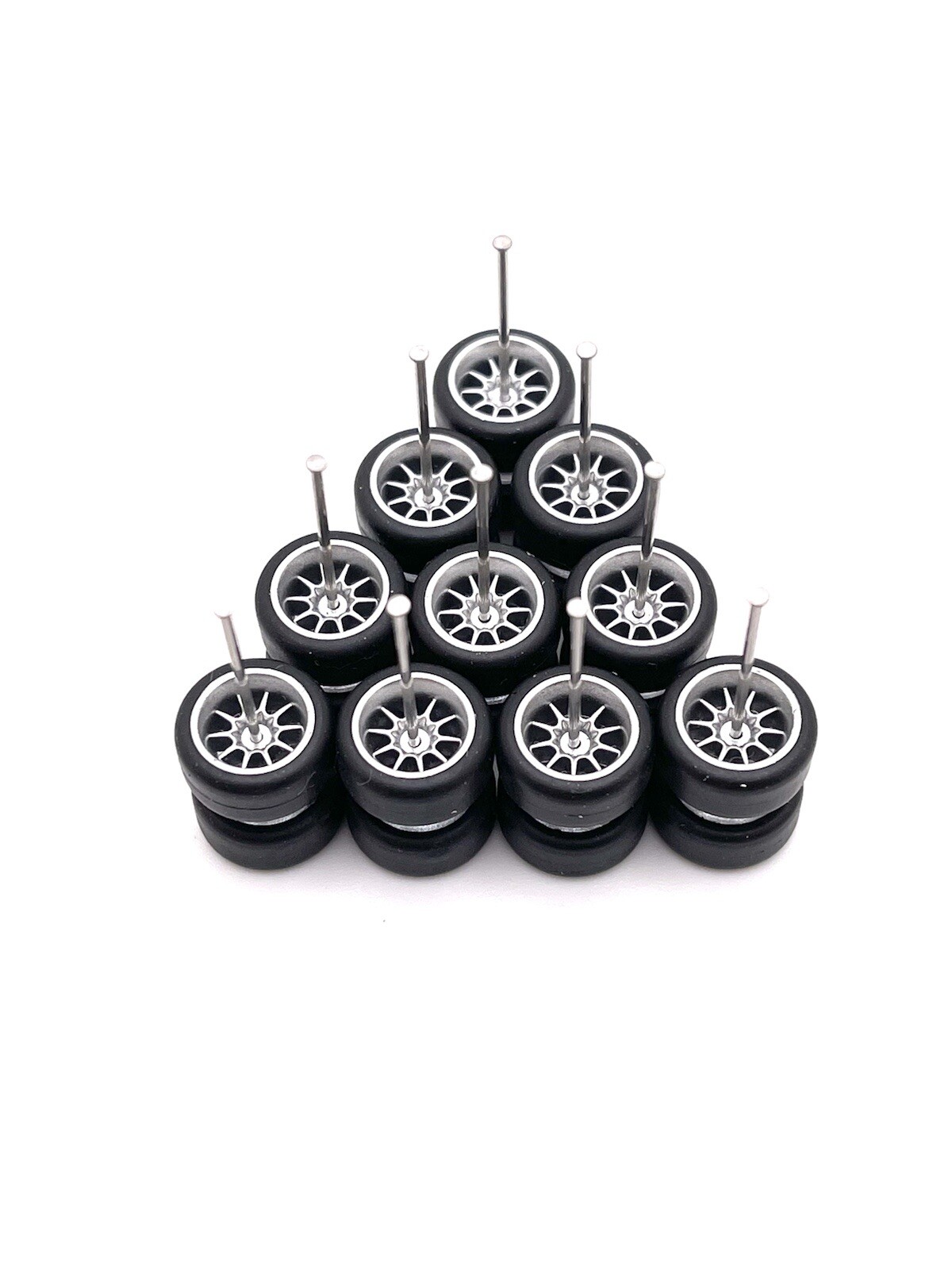 INTEGY RC Model 8-Spoke Wheels With Rubber Slick Tires For 1/10 Scale Mini & Tamiya M-Chassis