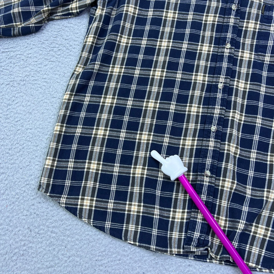 Camisa Beretta de franela de algodón manga larga a cuadros azul marino 3XL con botones para hombre Foto 3 de 4