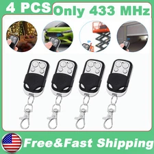 4 Pcs 433MHz Universal Cloning Remote Control Key Fob Electric Gate Garage Door