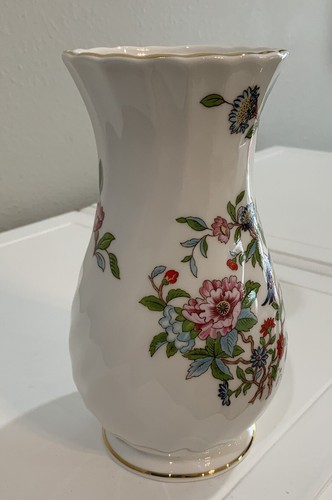 Aynsley Pembroke Fine China England vaso uccellino botanico floreale a costine vorticoso - Foto 5 di 9