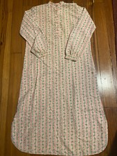 Vintage 60s 70s Lanz Of Salzburg Cotton Flannel Long Nightgown Sleepwear Flowers