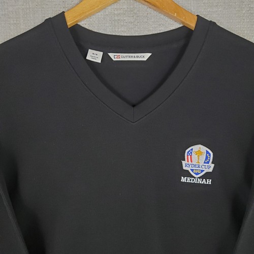 CUTTER BUCK x MEDINAH RYDER CUP Size Medium Mens Supima Cotton Sweatshirt V Neck - Picture 9 of 10