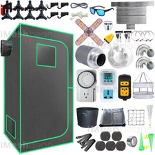Multi Size Grow Tent w/Full Spectrum Grow Light+Air Filter Kit+Thermostat +Timer