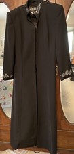 SOLINI Women's Long Fancy Black Elegant Overcoat Coat-Size 12-VERY NICE