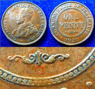 AUSTRALIA - 1920 - ONE PENNY - KM23  - Dot below bottom scroll AS53
