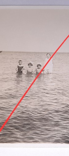 Urlaub 1925 Kinder Strand Bademode Junge Mädchen 11x8 Altes Foto Vintage (5285) - Bild 2 von 3
