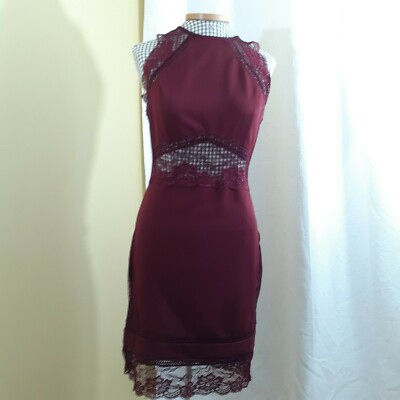 AKIRA Womens Sleeveless Knee-Length Dress Burgundy Lace Size L | eBay