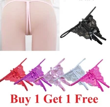  Sexy Women Lace Thong G-string Panties Lingerie Underwear Crotchles T-back