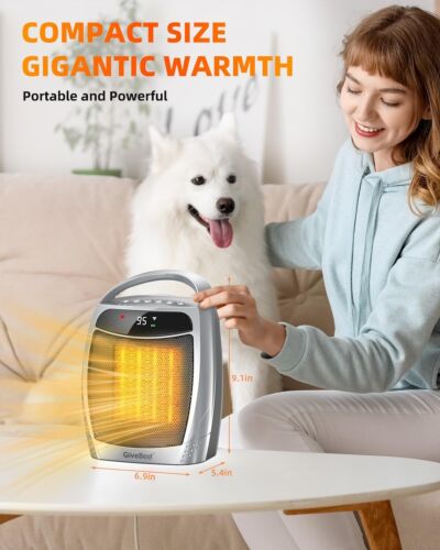 GiveBest Space Heater for Indoor Use, 1500W Portable Silver-Remote - Picture 3 of 8