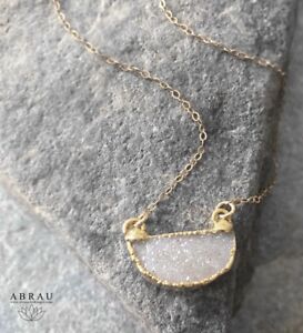 ABRAU-Petite-Half-Moon-Circle-Druzy-Gemstone-Layering-Necklace-Silver-or-Gold
