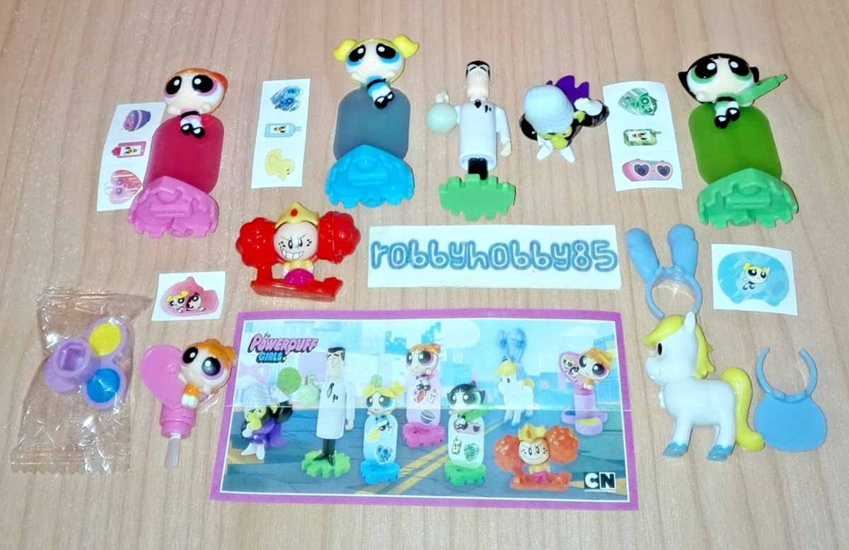 THE POWERPUFF GIRLS COMPLETE SET WITH ALL PAPERS KINDER SURPRISE EGG TOYS  2018