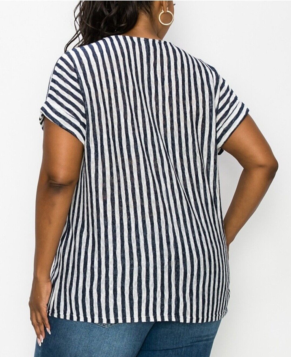 売れ筋商品|||コイン1804 カットソー トップス レディース Plus Size Cotton Stripe Dolman Short Sleeve Top Mustard Ivory COIN 1804 Women's Stripe Yoke Dolman Top White-Navy Short