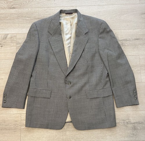 Vintage Hart Schaffner & Marx Wool Sport Coat Size 43R Tan Black Houndstooth - Picture 3 of 13