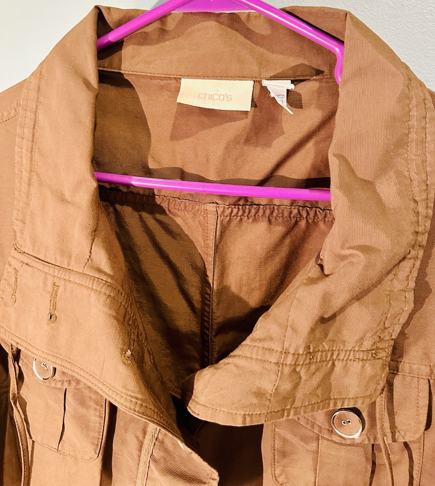 Women’s Chico Brown button Jacket with elastic wa… - image 4