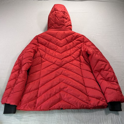 Nautica Jacket Womens XL Red Puffer Full Zip Removeable Hood Outdoor Ladies - Picture 2 of 13