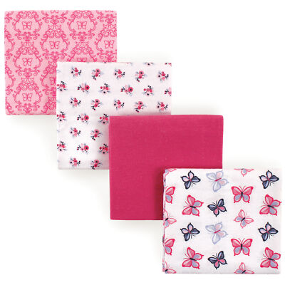 Hudson Baby Cotton Flannel Receiving Blankets, Butterflies, One Size