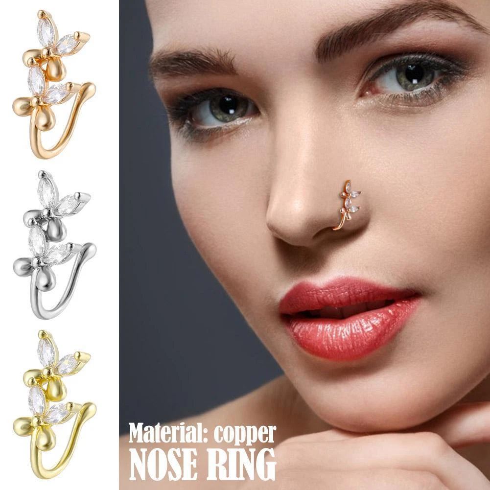 1x Butterfly Fake Nose Rings Slide On Nose Hoop Small Hot Crawler Stud E J5B3