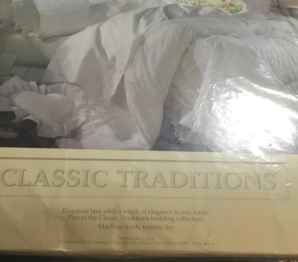 DE COLECCIÓN JCPenney Classic Traditions TOQUE DE ENCAJE SÁBANA PLANA COMPLETA NIP 81 X 96 Foto 2 de 4