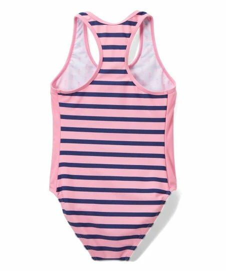 $62 Nuevo con etiquetas Traje de baño Juicy Couture LOGO Mariposa Una pieza Rosa Rayas espalda deportiva Foto 2 de 2