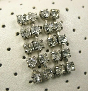 Vintage Dazzling Silver Tone White Rhinestone Chandelier Drop Dangle Earrings
