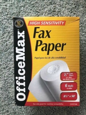 Office Max Fax Paper 6 + 2 BONUS ROLLS (8 Total) 8 ½  Wide x 98 Feet Long 