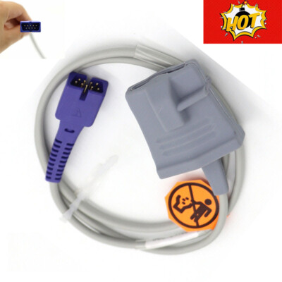 Adult Soft Finger Tip Cover SpO2 Sensor Probe 9Pin 1M Compatible With Ne-ll-cor