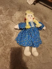 VINTAGE 19" RAG DOLL, BLONDE HAIR
