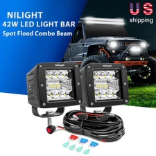 Nilight 3Inch 42W LED Work Light Bar Spot Flood Combo Fog Driving Lamps Off-Road