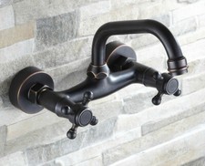 Oil Rubbed Brass Swivel Wall Mount Kitchen Faucet Bathroom Sink Mixer Tap 2nf321