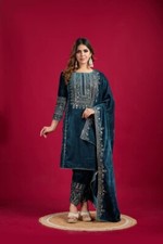 Aesthetic Wear Viscose Velvet Salwar Kameez With Dupatta For Women And Girls