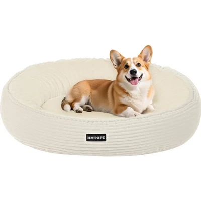 Hundebett Mittelgroß Katzenbett Waschbar rund Cord Hundekissen Donut - Bild 1 von 4