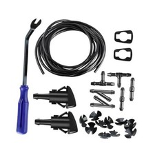 22PCS 4 m Windshield Washer Hose Kit with Fan Nozzles, Blue 4M Black/Blue