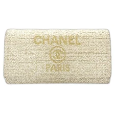CHANEL Purse Deauville Zip Around A80053 Canvas White/181742