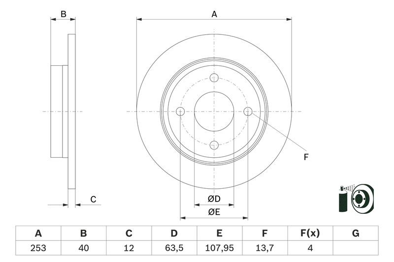 Disques de frein BOSCH 0 986 479 F63 pour FORD Transit lot de 2 pièces d'origine