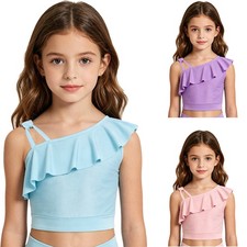 Kids Girls Tank Top Workout Tops Gymnastics Crop Top Running Dance Training
