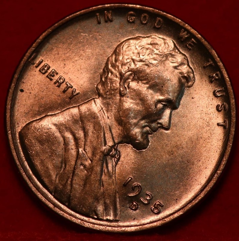 Uncirculated Red 1935-D Denver Mint Copper Lincoln Wheat Cent