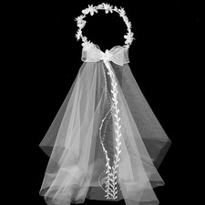White Flower Bride Veil Headband Bridal Floral Veils Headpiece Wedding Party