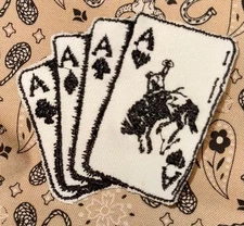 Playing Cards Rodeo Patch Embroidered Iron On Western Poker Cowboy Badge DIY
