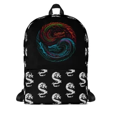 Yin Yang Dragon Backpack Fire and Ice Chinese Symbol Bag Anime Gift