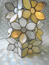 Vintage Capiz Shell Lampshade Pendant Cylinder  Light Shade Floral