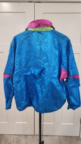 Vintage 90s Neon Colorblock Windbreaker Pullover Jacket Rivers Edge Small image 10