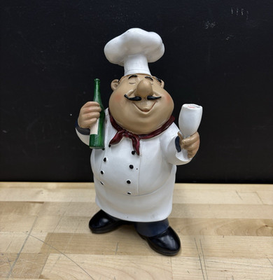 Master Chef Pierre Figurine 10'' Wine Tasting French Bistro Statue Kitchen Decor