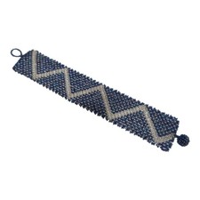 Blue and silver seed bead chevron bracelet.