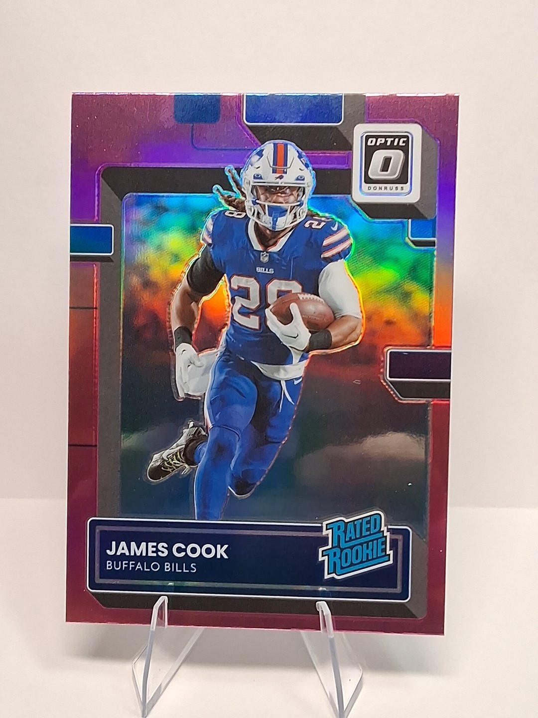 2022 DONRUSS OPTIC JAMES COOK RC HOLO PINK PRIZM RATED ROOKIE CARD NO. 215 BILLS