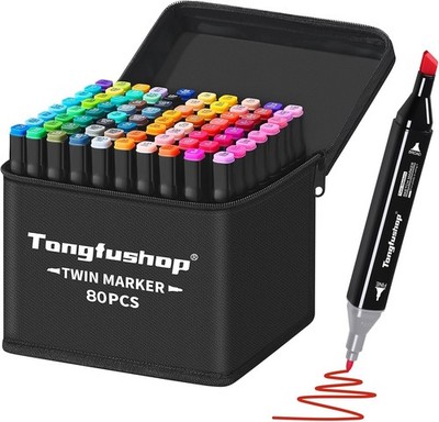 80 Farben Alkohol Marker Set | Dual-Tip Design | 2-Sekunden Schnelltrocknend