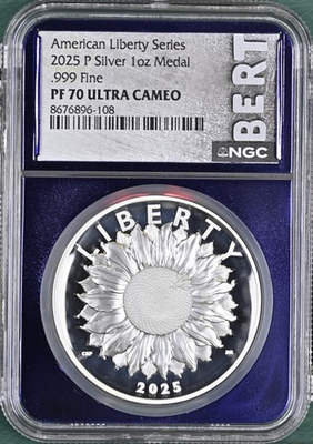 #ad American Liberty Series 2025 P Silver 1oz Medal .999 Fine PF70 UCAM BERT $339.00